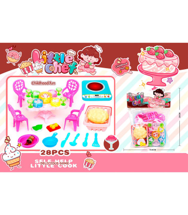 TABLE WITH CHAIRS AND KITCHEN ACCESSORIES - KITCHENS, SERVICES AND FOOD