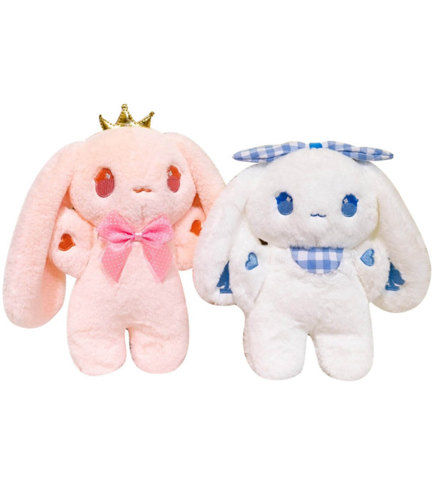 PLUSH RABBIT WITH RIBBON AND EMBROIDERY 24 CM 2 COLORS - Small