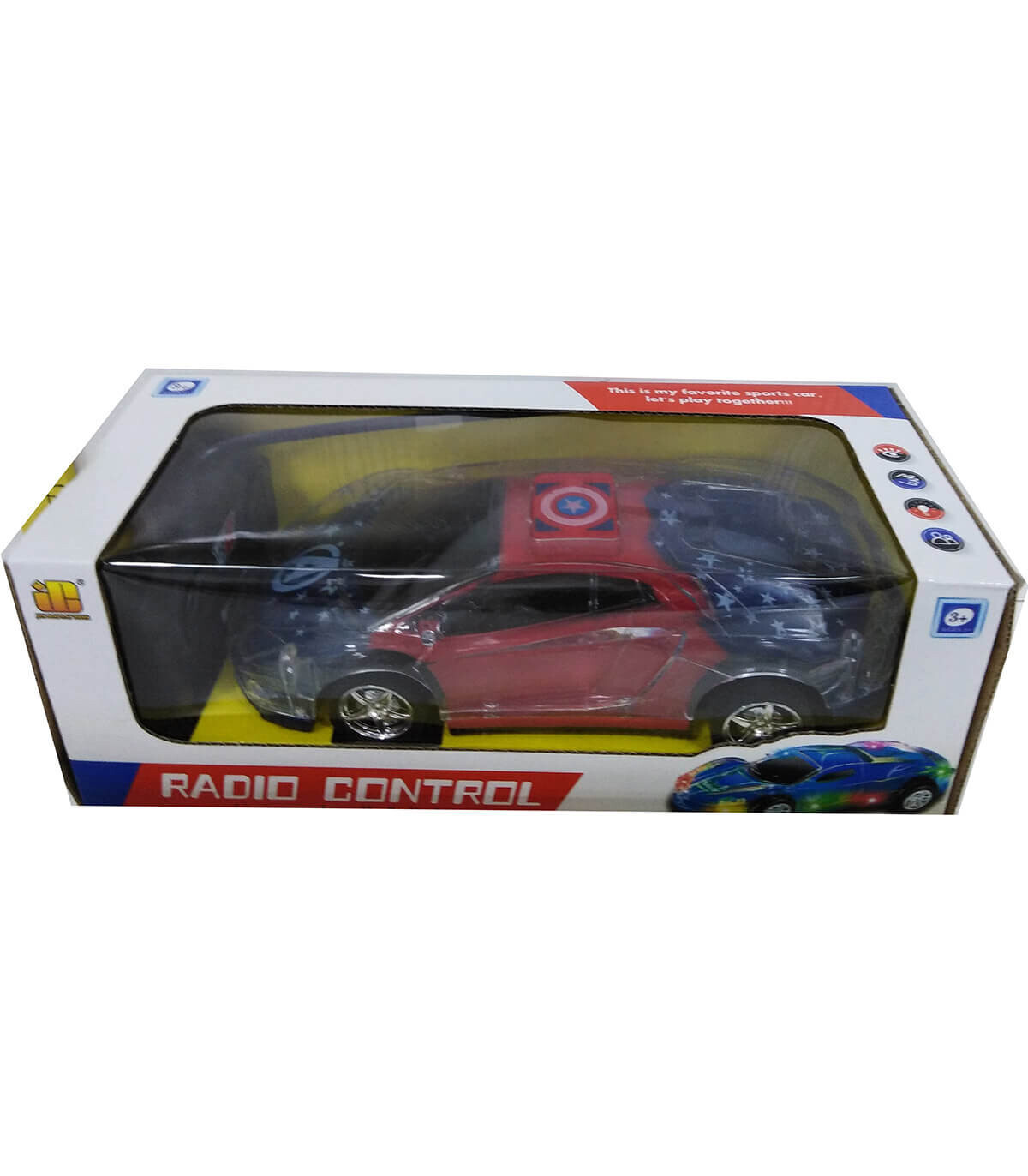 SUPERHERO BLUE CAR WITH RADIO CONTROL - Radio control with remote control