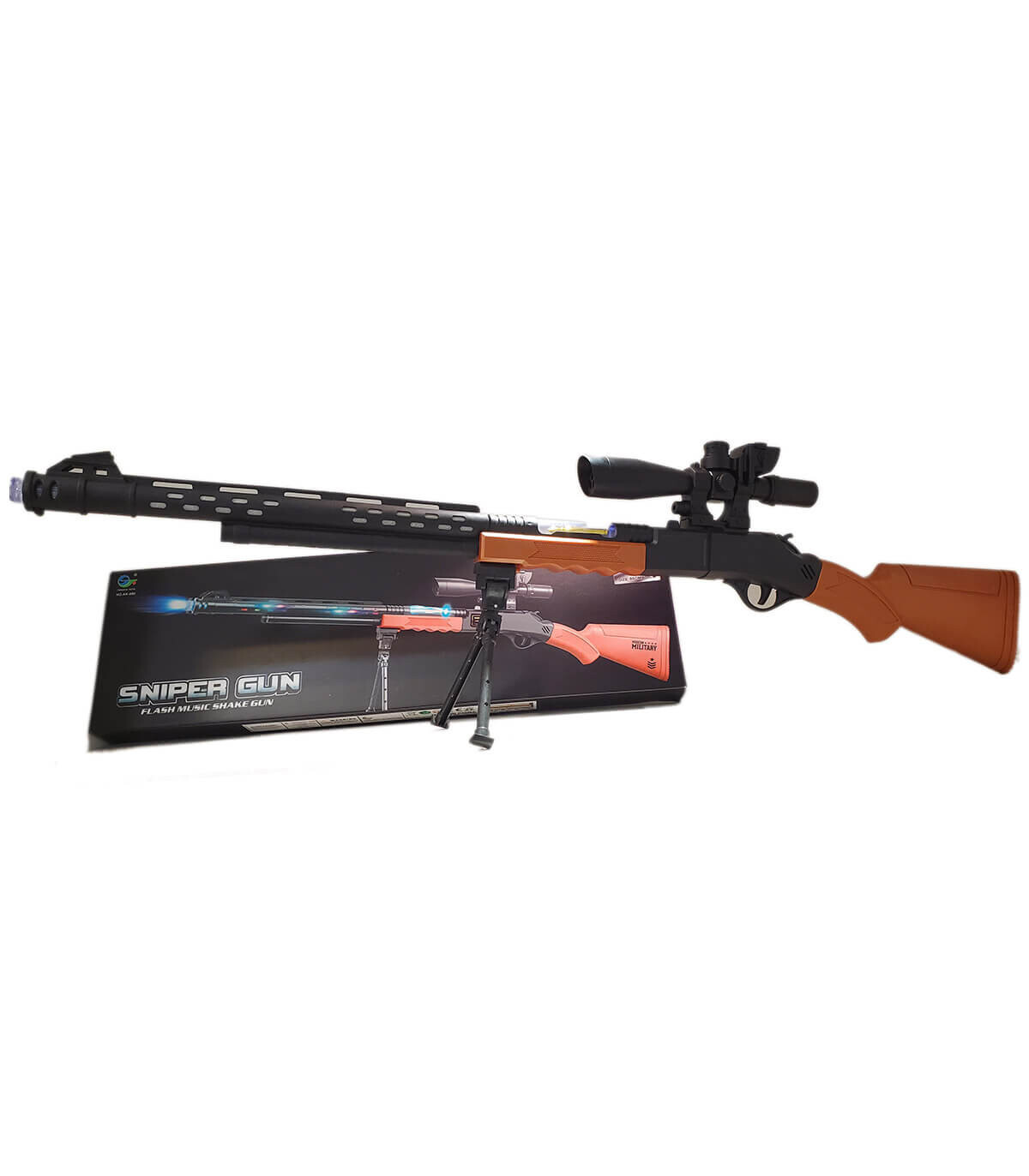 CHILDREN'S SNIPER ON A STAND WITH SOUND AND LIGHT IN A BOX - MACHINES AND RIFLES