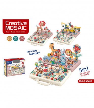 SUITCASE CREATIVE MOSAIC 5 IN 1 - PUZZLES AND CUBES