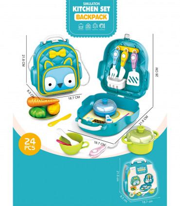 COTTON BACKPACK WITH KITCHEN UTENSILS 24 PIECES - KITCHENS, SERVICES AND FOOD