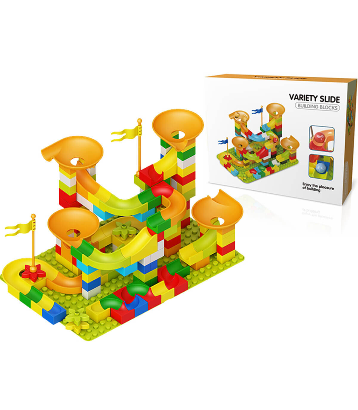 CONSTRUCTOR WITH SLIDE 178 PARTS - BUILDING BLOCKS, SORTERS AND RINGS
