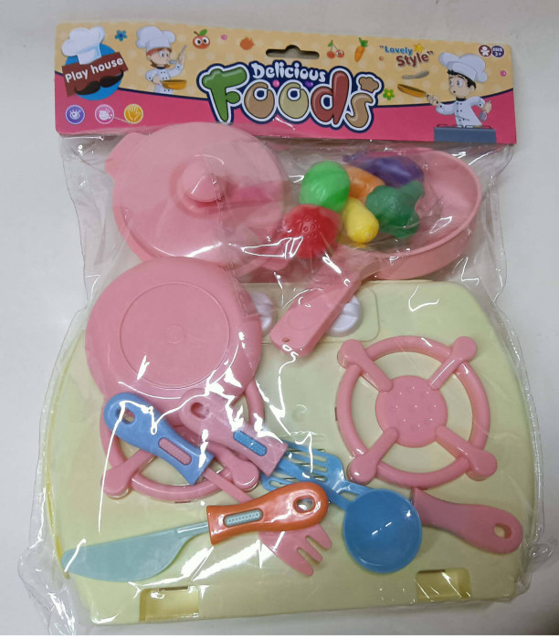 CHILDREN'S KITCHEN SET WITH LARGE HOB IN BAG - KITCHENS, SERVICES AND FOOD