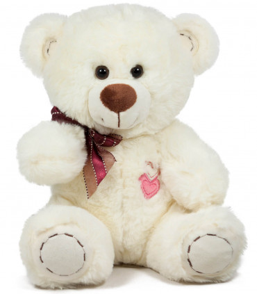 TEDDY BEAR WITH EMBROIDERED HEARTS 2 COLORS 20 CM - Small