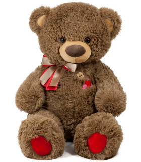 TEDDY BEAR WITH DOUBLE RIBBON 2 COLORS 43 CM - Medium