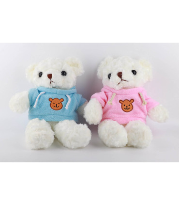 STUFFED BEAR WITH BLOUSE 38 CM 2 COLORS - Medium