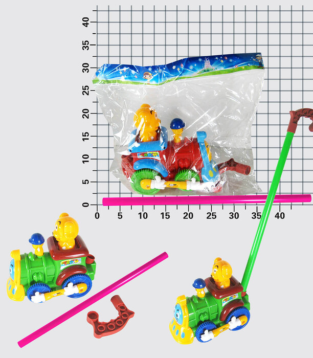 TRAIN PUSH CARRIAGE - RODS, ROPES AND HOOPS
