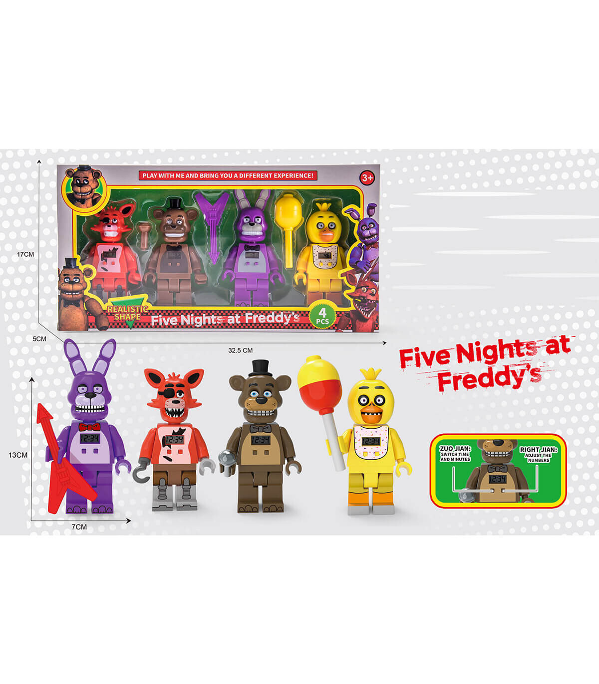 CLOCK FREDDIE FIGURES 4 PCS - Heroes