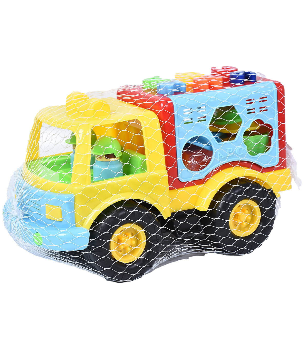 LARGE SORTER TRUCK 17 PIECES - BUILDING BLOCKS, SORTERS AND RINGS