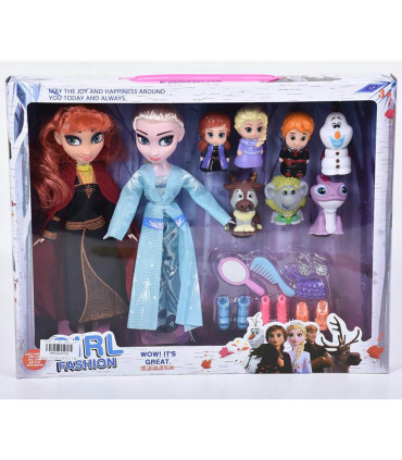 2 ICE KINGDOM DOLLS WITH 7 RUBBER FIGURES - DOLLS AND MERMAIDS