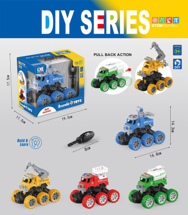DISASSEMBLY CARS WITH 6 TIRES 4 TYPES - Detachable vehicles