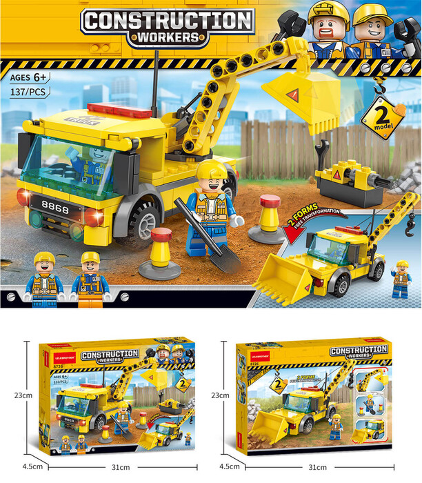 CONSTRUCTOR SET - CONSTRUCTION MACHINES 137 PARTS - BUILDING BLOCKS, SORTERS AND RINGS