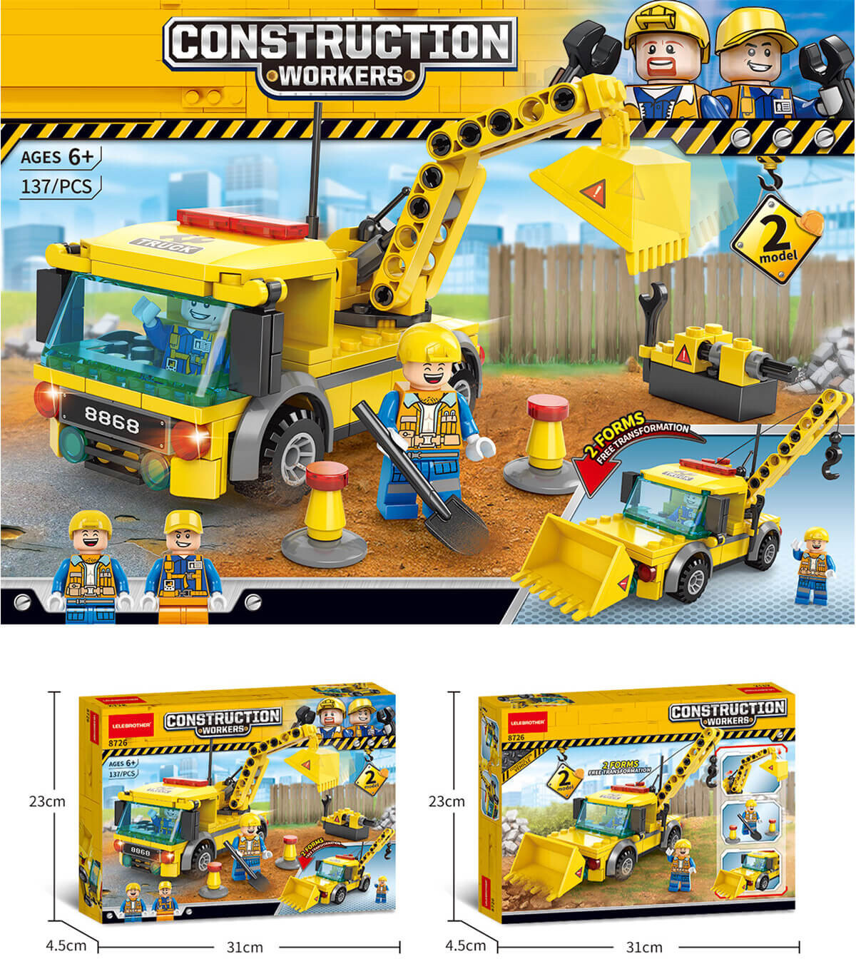CONSTRUCTOR SET - CONSTRUCTION MACHINES 137 PARTS - BUILDING BLOCKS, SORTERS AND RINGS