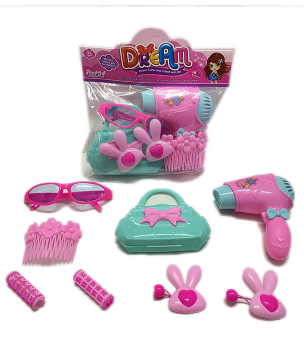 HAIRDRESSER'S PINK SET WITH GLASSES - HAIRDRESSING AND BEAUTY KITS