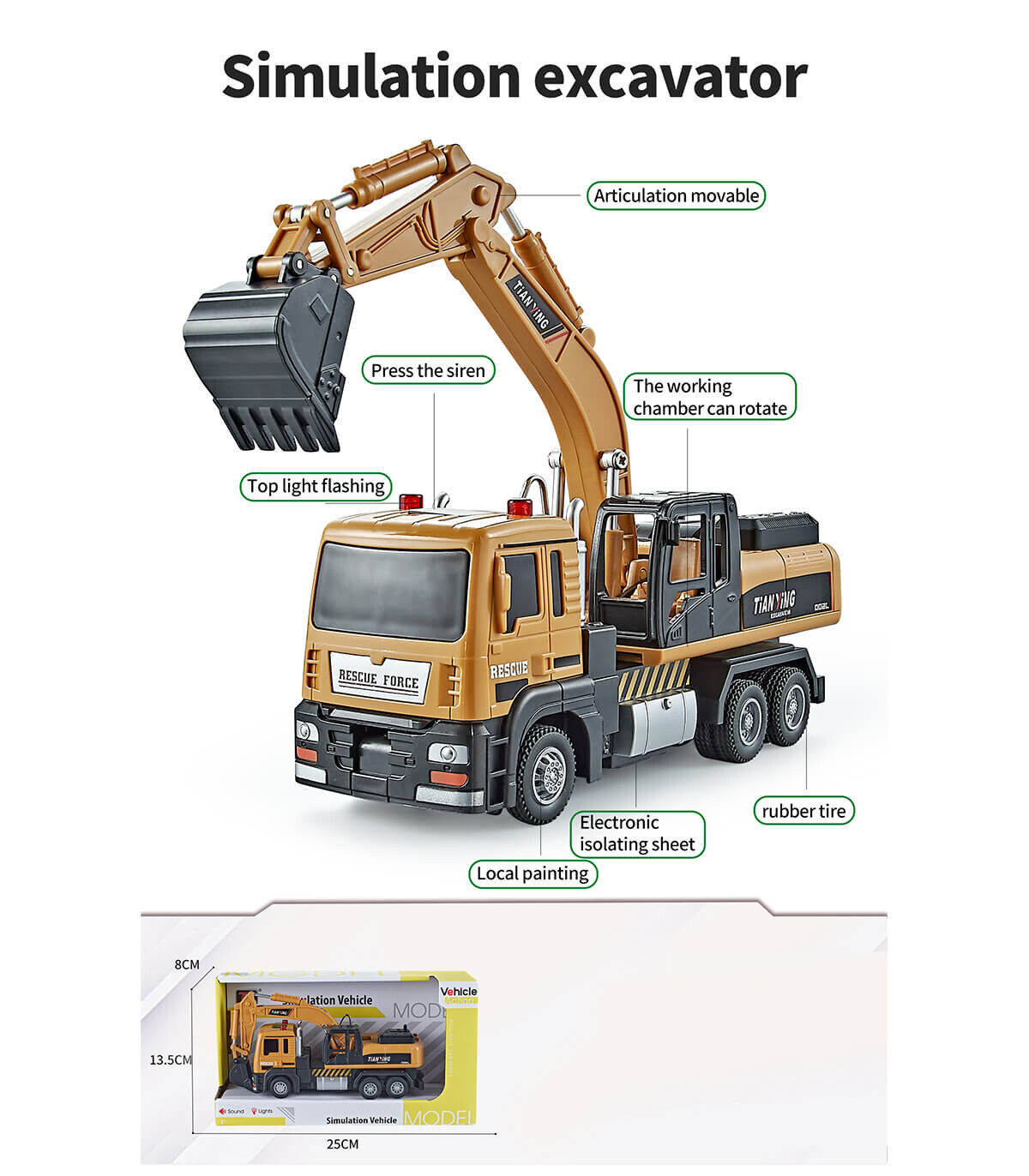 EXCAVATOR TRUCK, SOUND AND LIGHT - Agricultural, construction machinery and military equipments
