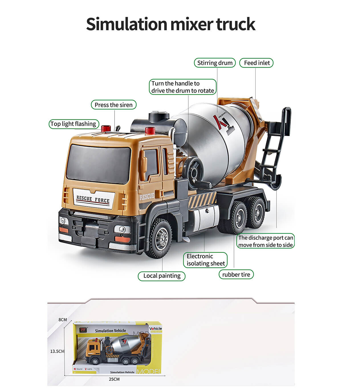 CONCRETE TRUCK WITH SOUND AND LIGHT - Agricultural, construction machinery and military equipments