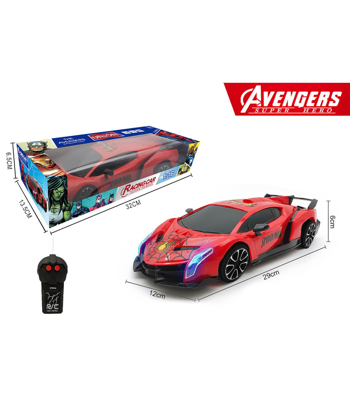 SPORTS CAR SPIDER RADIO CONTROL 2 WAYS + LIGHTING HEADLIGHTS - Radio control with remote control