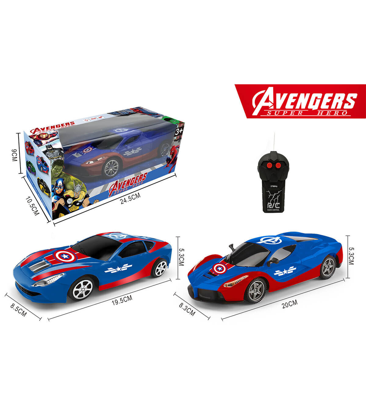 CHILDREN'S BLUE CAR RADIO CONTROL 2 DIRECTIONS 2 TYPES - Radio control with remote control