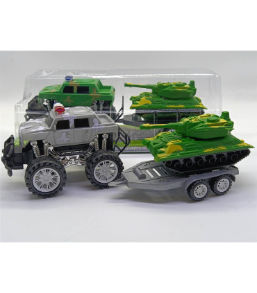 JEEP WITH PLATFORM AND TANK IN BLISTER - Cars and jeeps