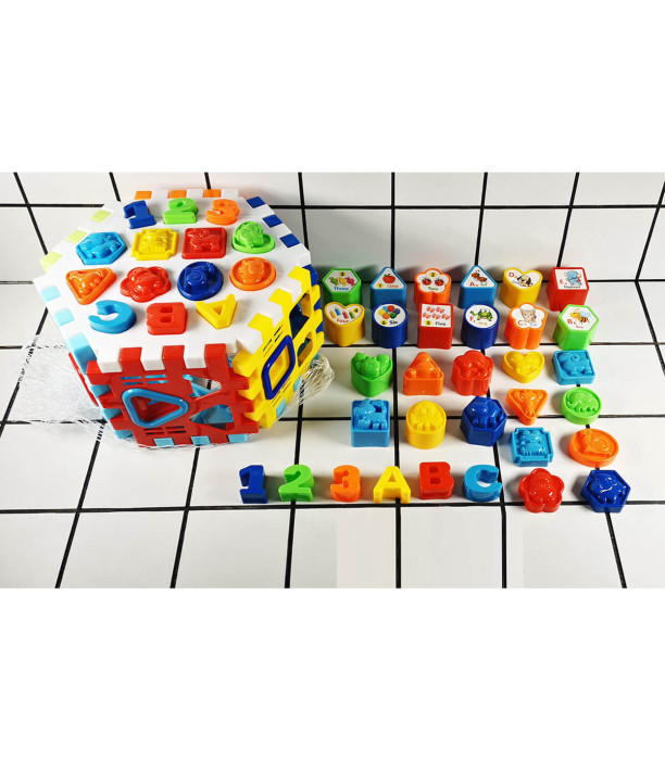 OCTAGONAL SORTER SET WITH 54 PARTS - BUILDING BLOCKS, SORTERS AND RINGS