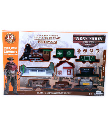 BIG COWBOY TRAIN 19 PIECES - TRAINS AND BUSES