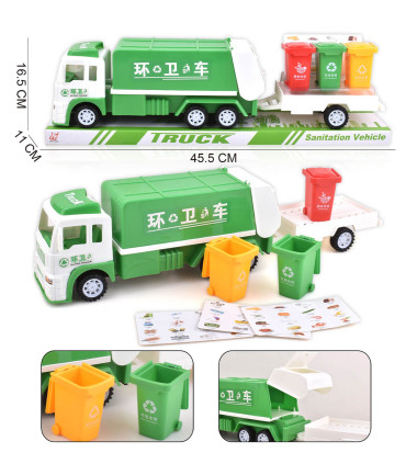 GARBAGE TRUCK WITH 3 BUCKETS 47 CM - Police cars, fire trucks and ambulances