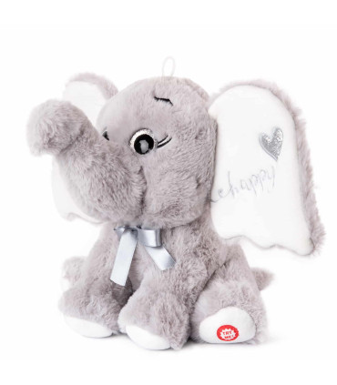 PLUSH GRAY ELEPHANT WITH HEART AND SOUND 25 CM - Small