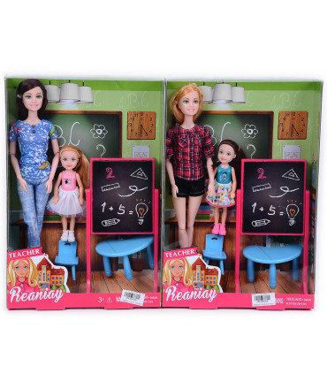 TEACHER DOLL WITH CHILD AND WRITING BOARD - DOLLS AND MERMAIDS