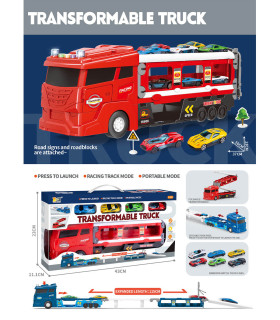 TRANSFORMING TRUCK WITH 4 CARS AND RAMP 115 CM - Trucks and cargo