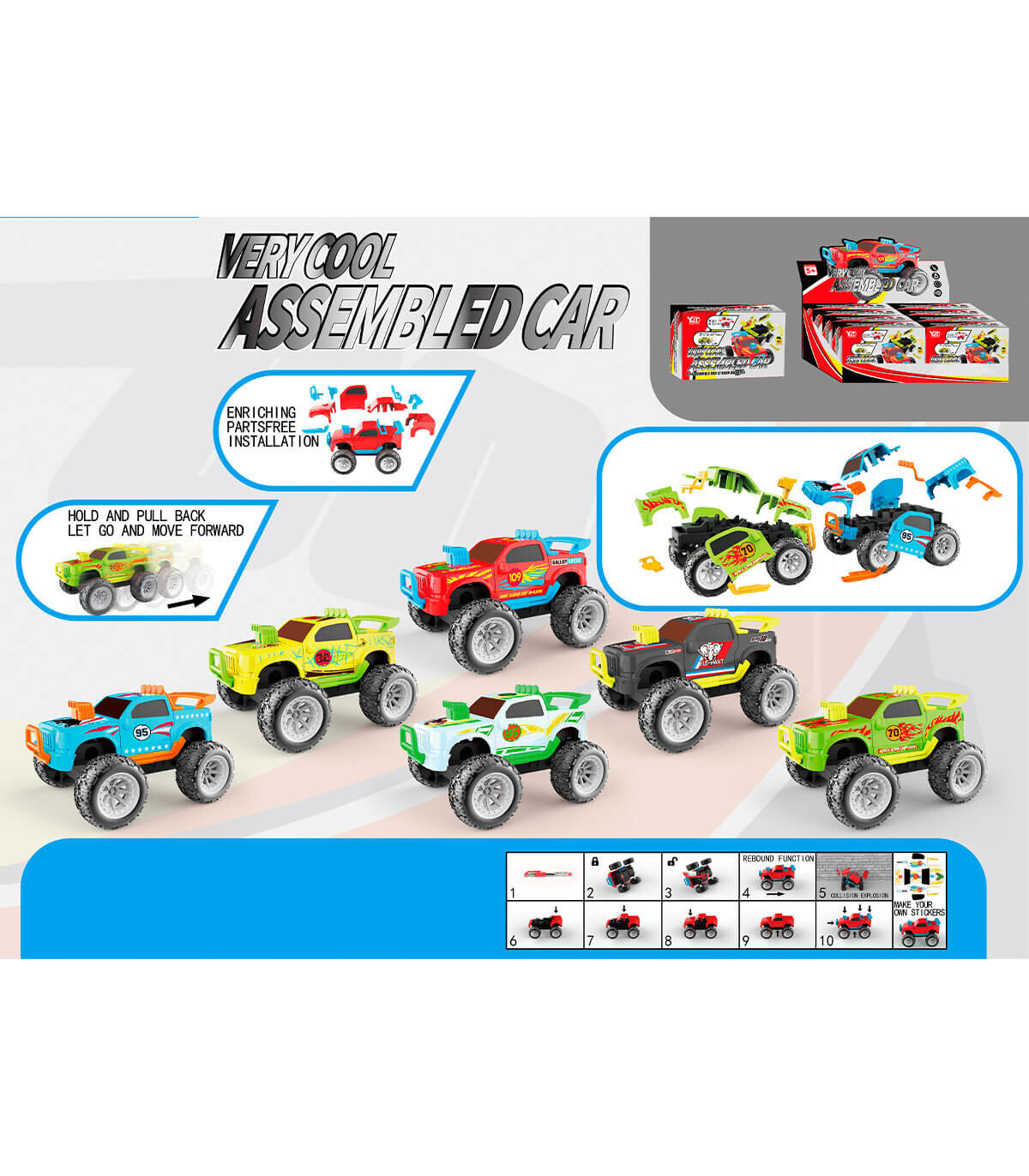 CAR ASSEMBLY WITH MECHANISM - BUILDING BLOCKS, SORTERS AND RINGS