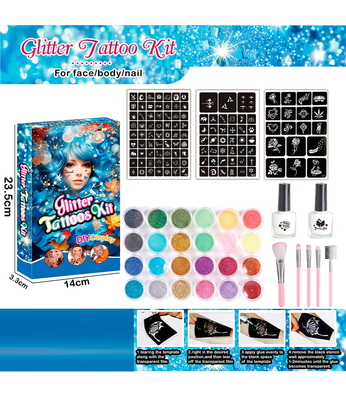 TATTOO SET WITH 2 TYPES OF DESIGNS - HAIRDRESSING AND BEAUTY KITS