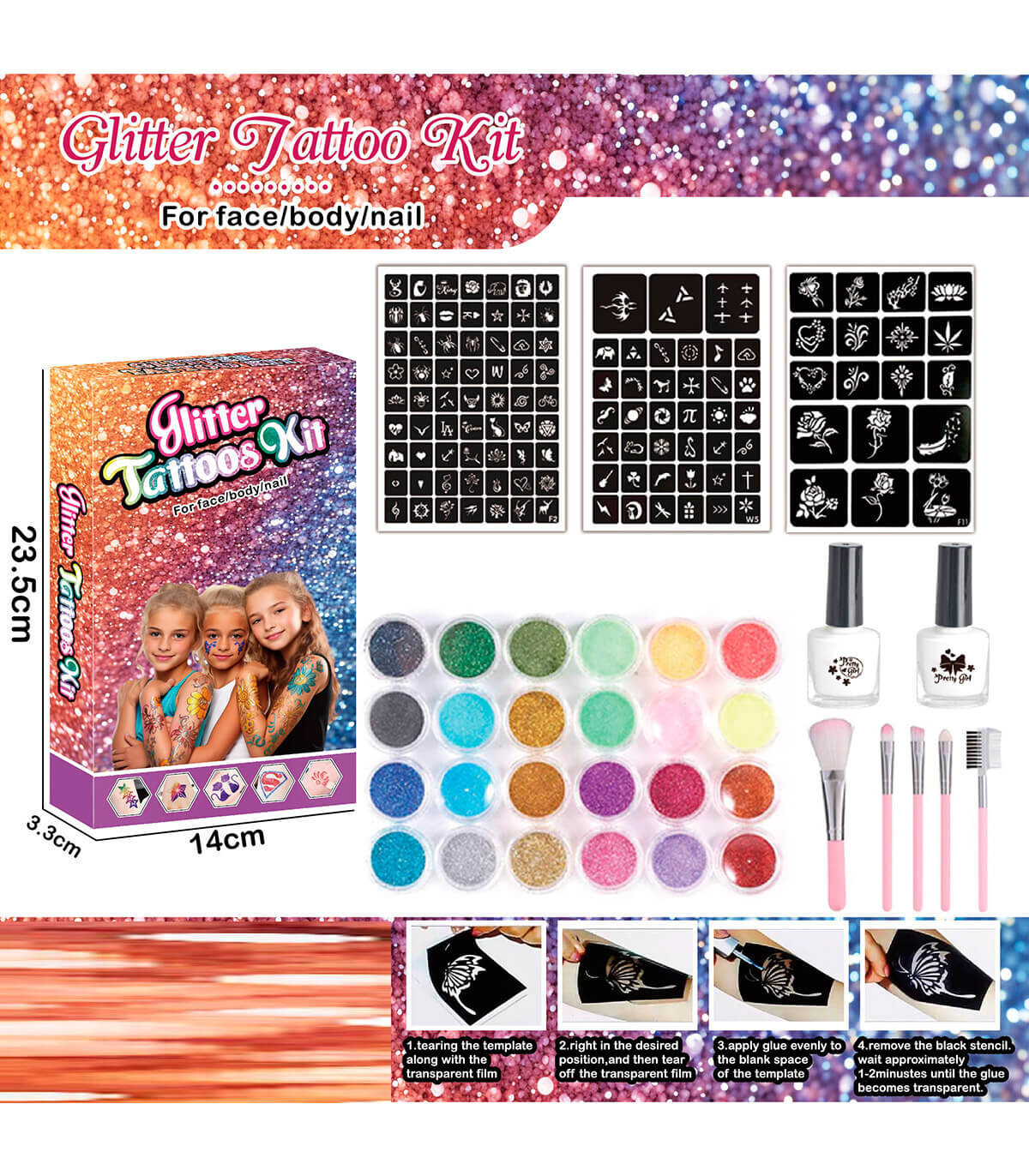 TATTOO SET WITH 2 TYPES OF DESIGNS - HAIRDRESSING AND BEAUTY KITS