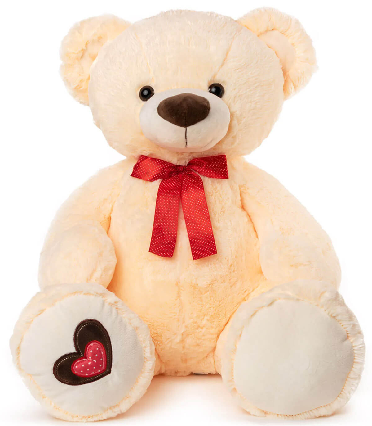 LARGE TEDDY BEAR WITH RED RIBBON 2 COLORS 63 CM - Big