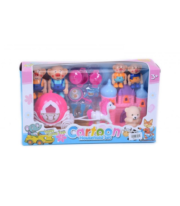 PIGS WITH A HOUSE, A HORSE AND A CARRIAGE - HOUSES FOR DOLLS AND SETS