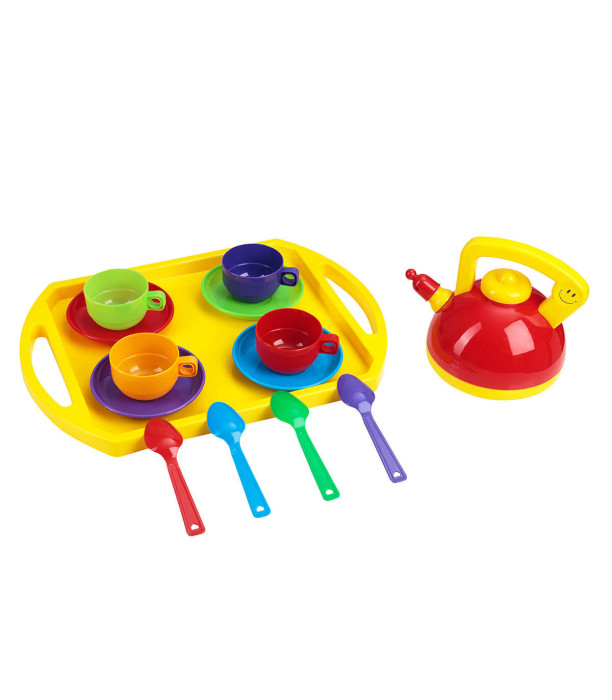 TEA SERVING SET WITH KETTLE AND CUPS - KITCHENS, SERVICES AND FOOD