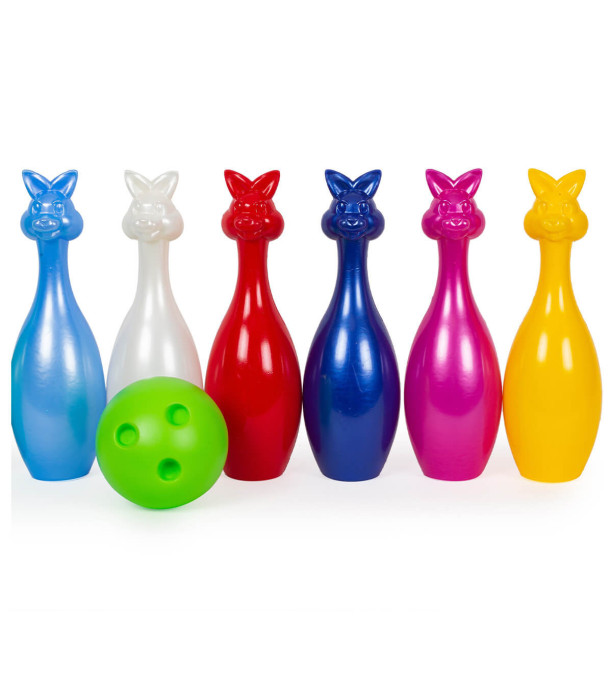 BOWLING SET BUNNY PINS WITH A BALL 6 PIECES - SPORTS