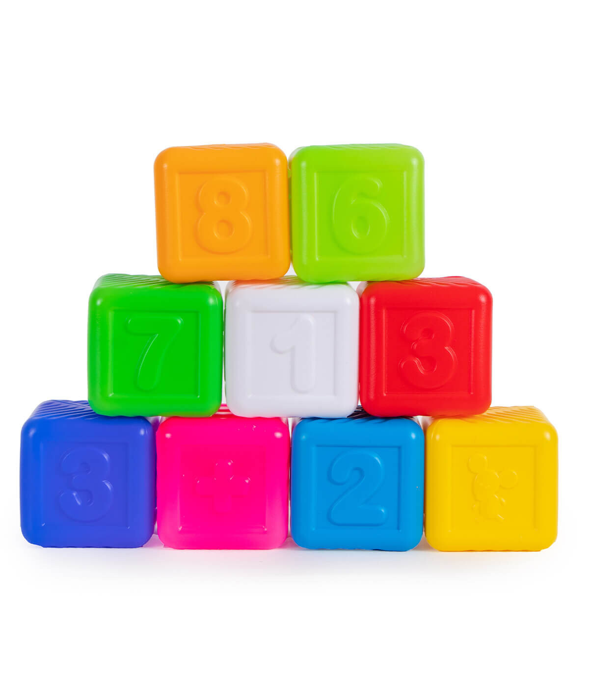 PLASTIC COLORED CUBES WITH NUMBERS 9 PIECES - CUBES, SORTERS AND RINGS