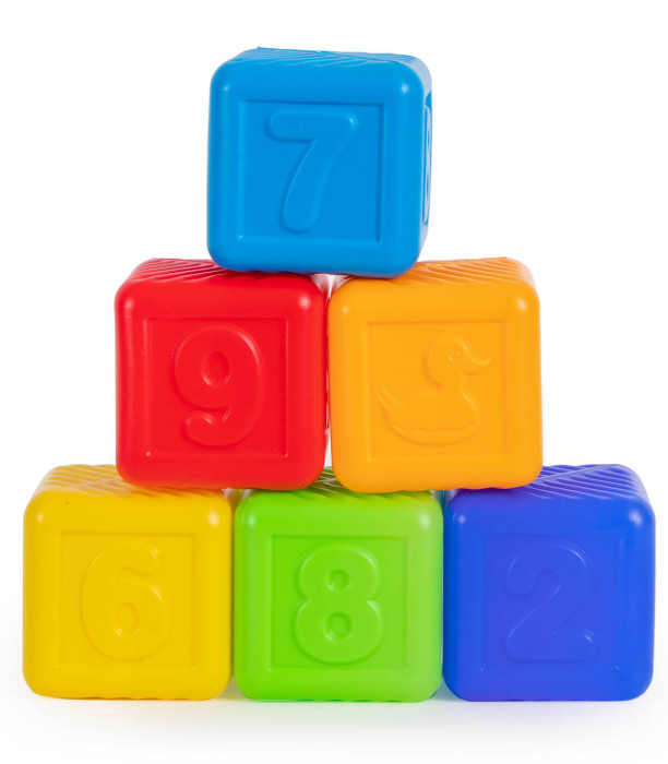 PLASTIC COLORED CUBES WITH NUMBERS 6 PIECES - PUZZLES AND CUBES