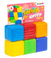 PLASTIC COLORED CUBES WITH NUMBERS 6 PIECES