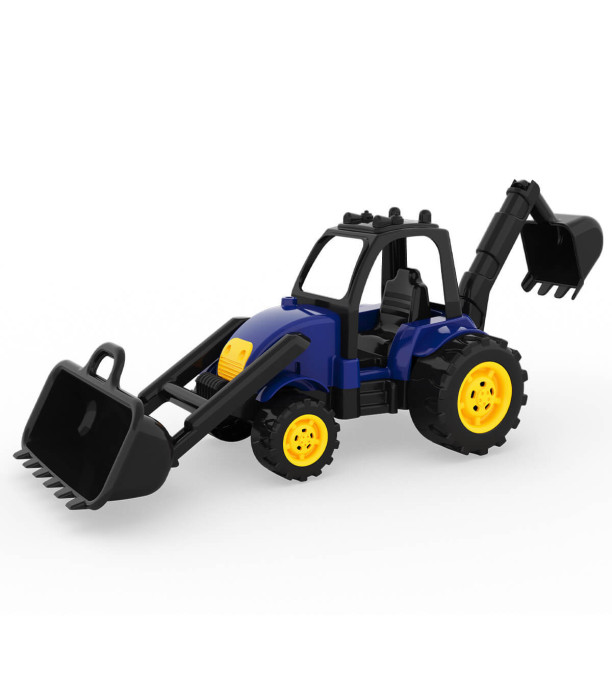 GREEN TRACTOR WITH FRONT LOADER AND EXCAVATOR 36 CM - Agricultural, construction machinery and military equipments