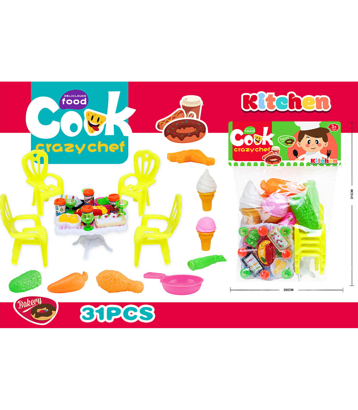 KITCHEN COOKING SET AND ICE CREAM MAKING 31 PIECES - KITCHENS, SERVICES AND FOOD