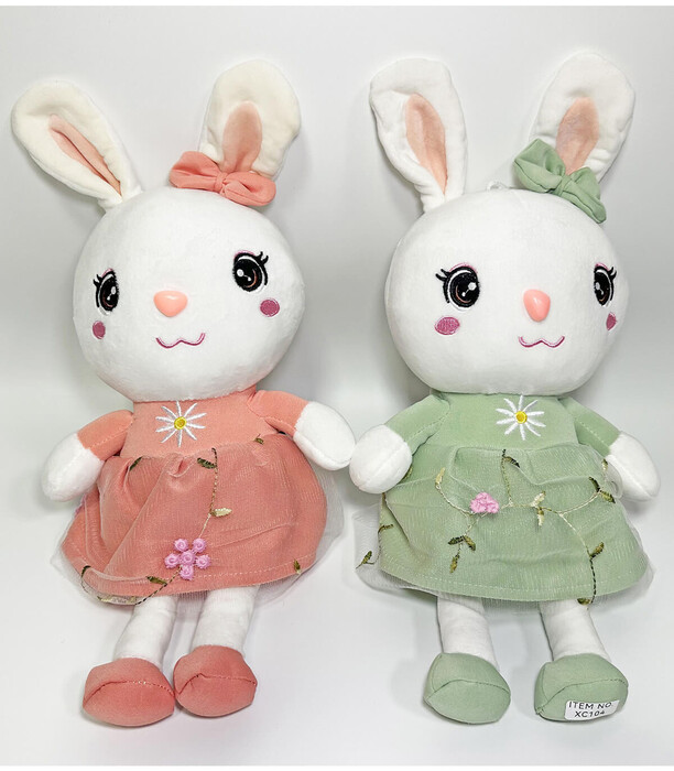 PLUSH RABBIT WITH FLOWER DRESS 45 CM 2 COLORS - Medium