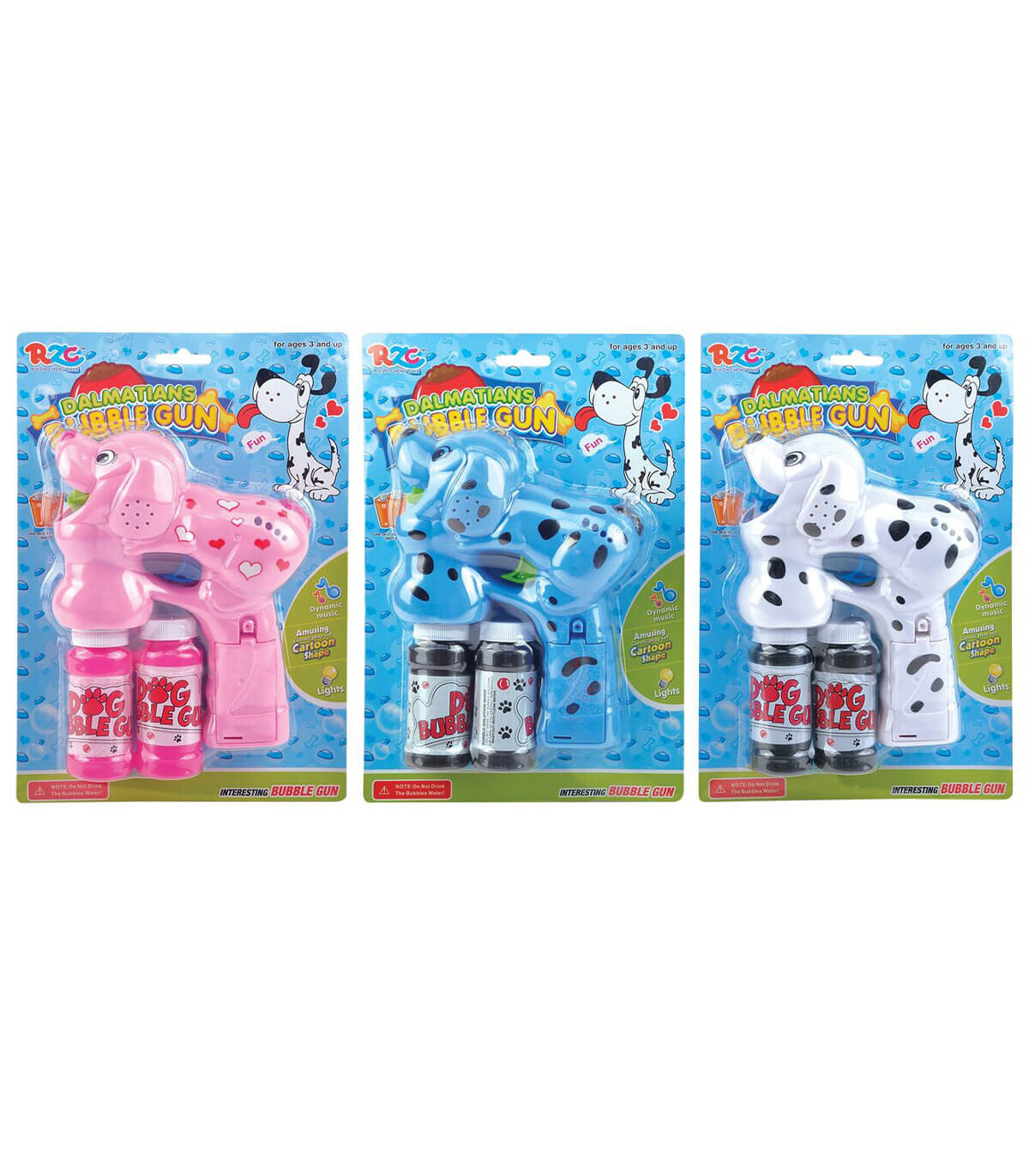 TOY SOAP BALOON GUN DALMATIAN DOG SHAPE 3 VARIETIES - SOAP BUBBLES