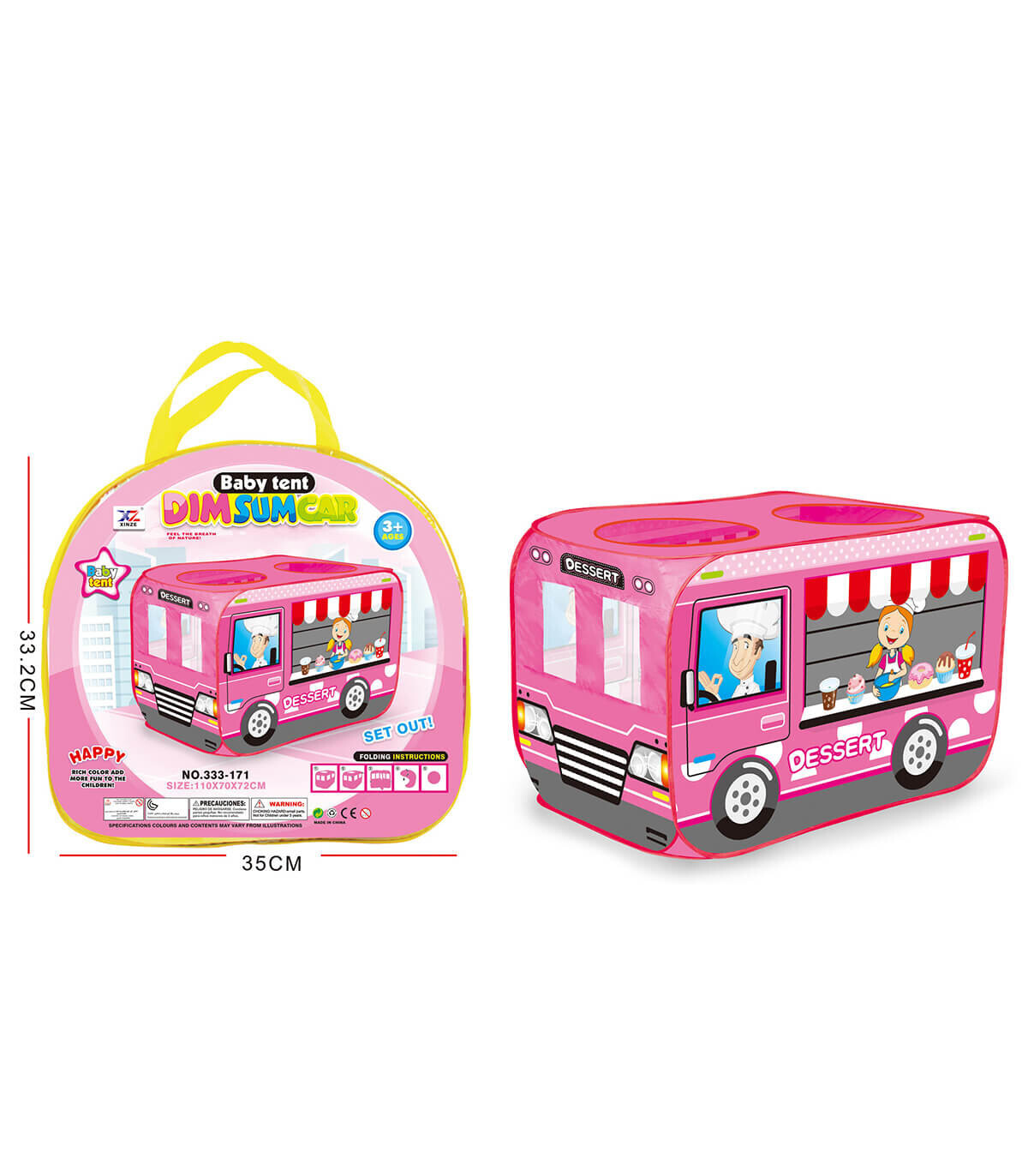 PINK CARAVAN TENT FOR DESSERTS - SWINGS AND CHAIRS