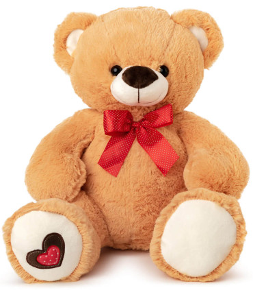 LARGE TEDDY BEAR WITH RED RIBBON 2 COLORS 63 CM - Big
