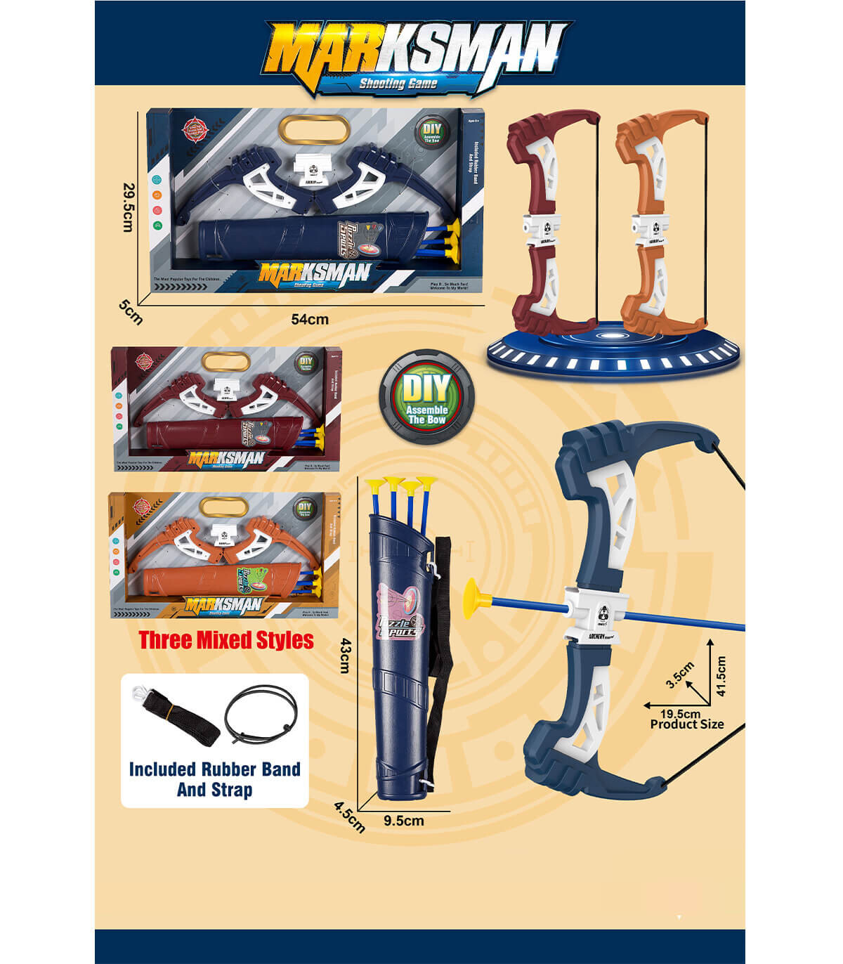 CHILDREN'S LARGE BOW WITH QUIVER AND ARROWS IN BOX - SABERS, SWORDS AND BOWS