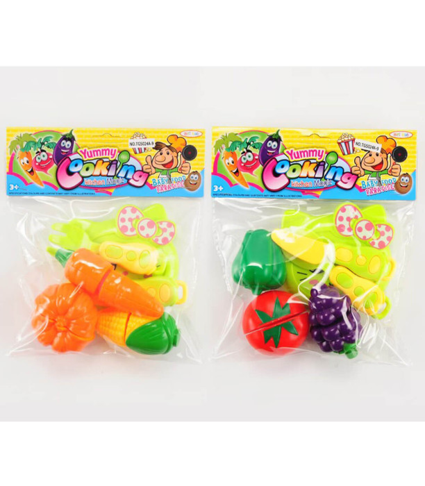 CHILDREN'S FRUITS AND VEGETABLES FOR CUTTING WITH CORN AND BOARD 6 PIECES - KITCHENS, SERVICES AND FOOD
