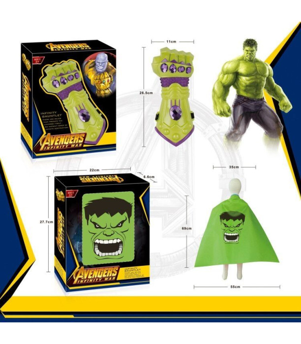 SET HULK CLOAK AND HAND PROTECTOR - PARTY COSTUMES, MASKS AND WANDS