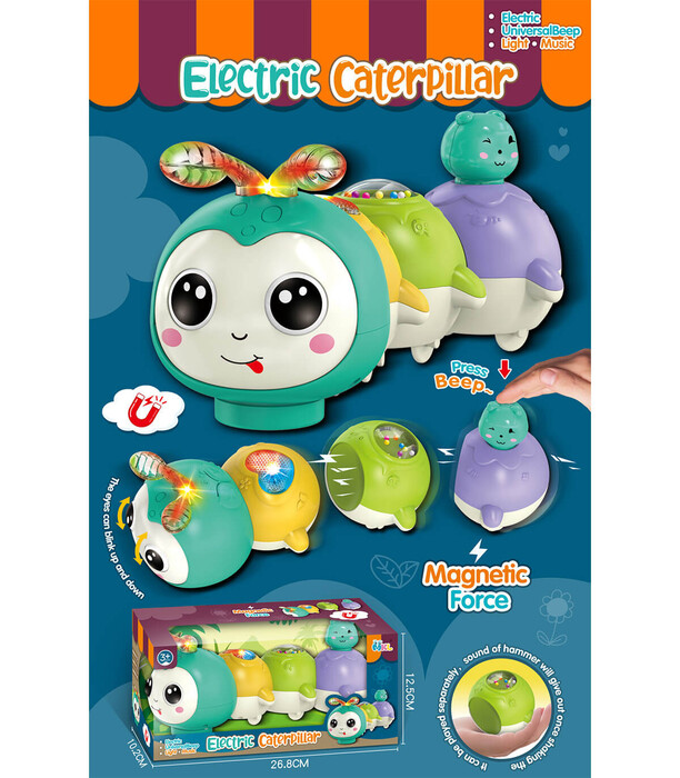 BABY MAGNETIC MUSICAL CATERPILLAR WITH 3 PARTS - Musical